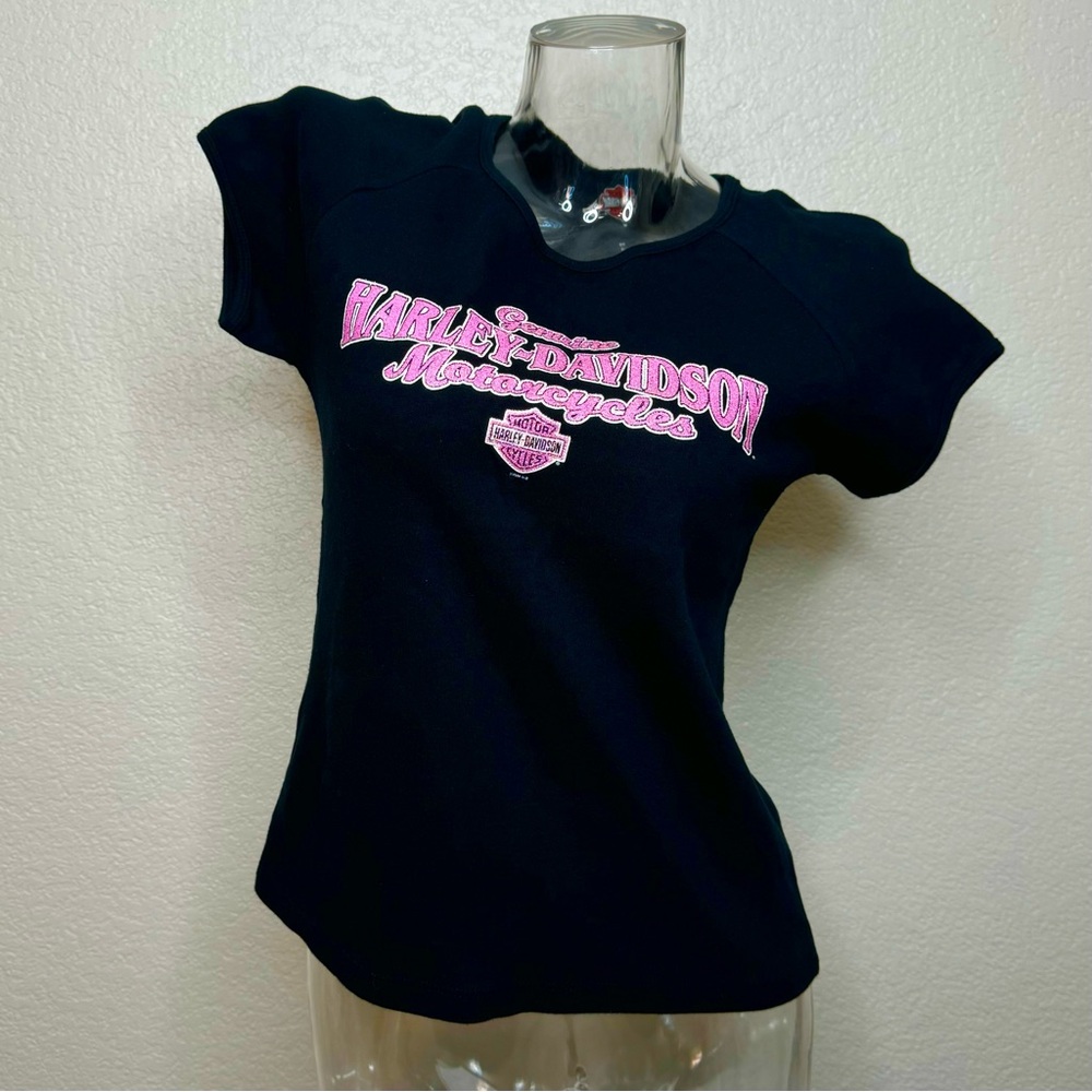 Harley Davidson Pink Glitter Graphic T-Shirt Women’s Medium